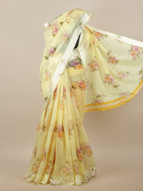 

Pothys Yellow & Pink Floral Printed Saree