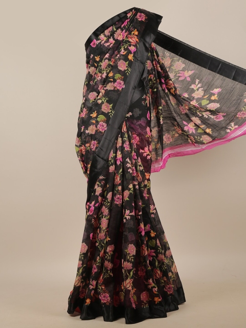 

Pothys Black & Pink Floral Printed Saree