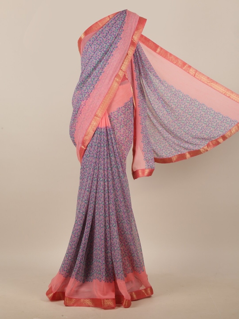 

Pothys Pink & Purple Abstract Printed Saree