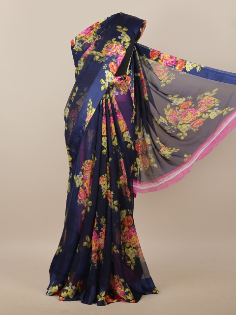 

Pothys Blue & Pink Floral Printed Saree