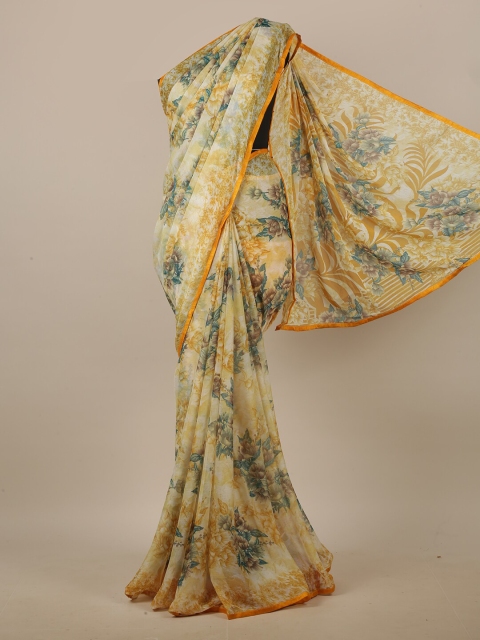 

Pothys Yellow & Blue Floral Printed Saree