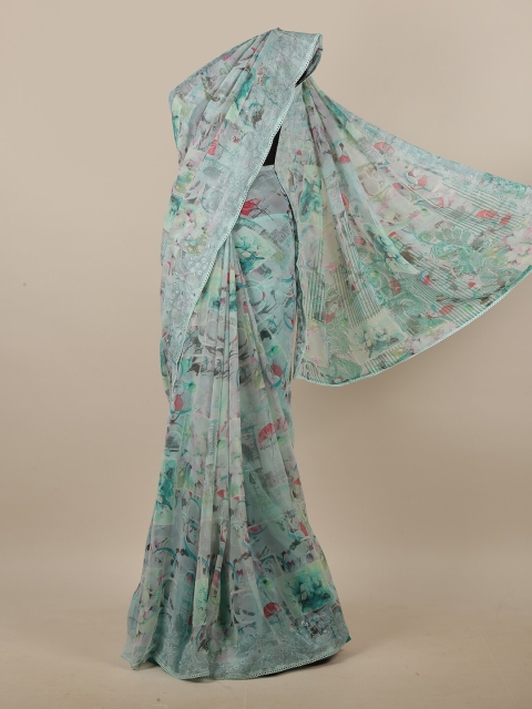 

Pothys Green & Pink Floral Printed Saree