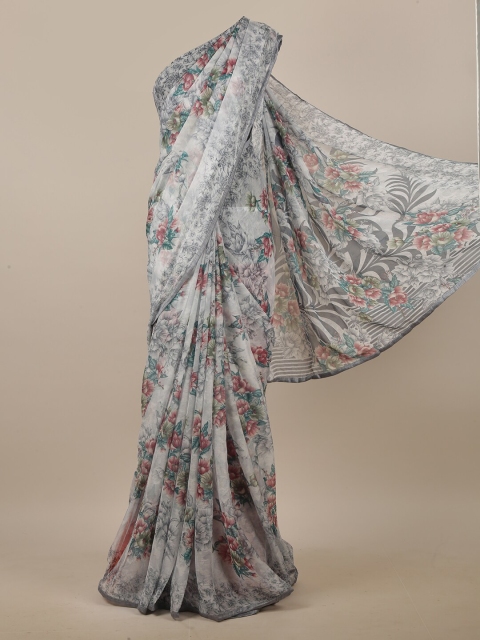 

Pothys Grey & Green Floral Printed Saree