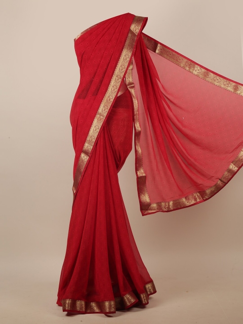 

Pothys Red & Gold-Coloured Geometric Printed Saree