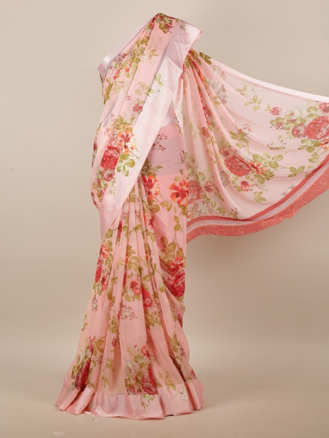 

Pothys Pink & Green Floral Printed Saree