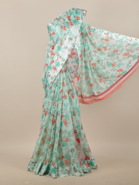

Pothys Green & Red Floral Printed Saree