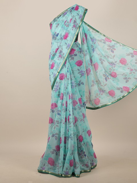 

Pothys Blue & Pink Floral Printed Saree