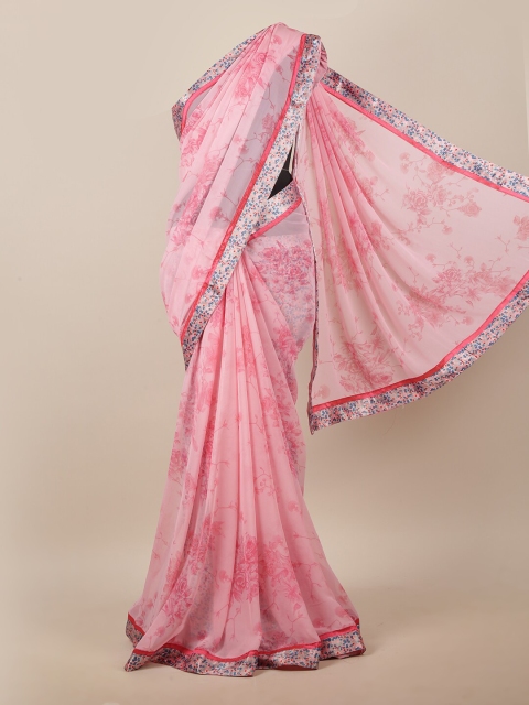 

Pothys Pink & Blue Floral Printed Saree