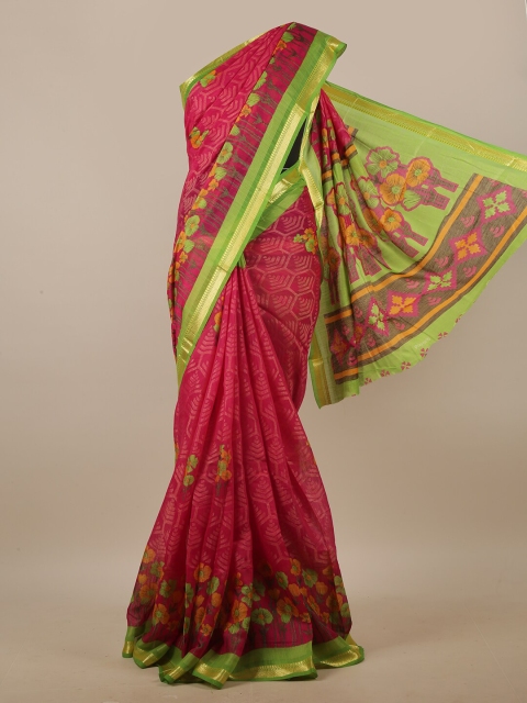 

Pothys Pink & Green Floral Printed Saree