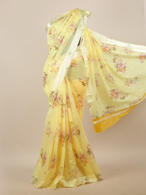 

Pothys Yellow & Green Floral Printed Saree