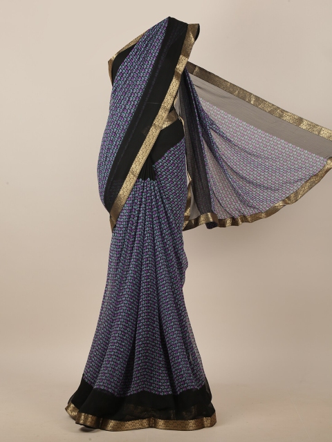 

Pothys Blue & Black Abstract Printed Saree
