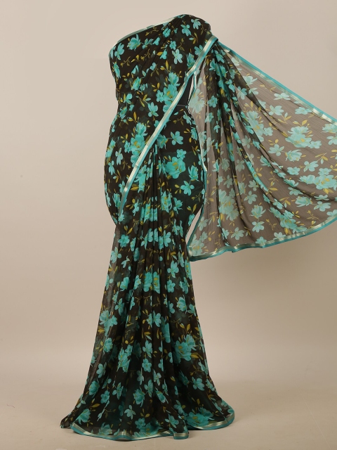 

Pothys Green & Blue Floral Printed Saree