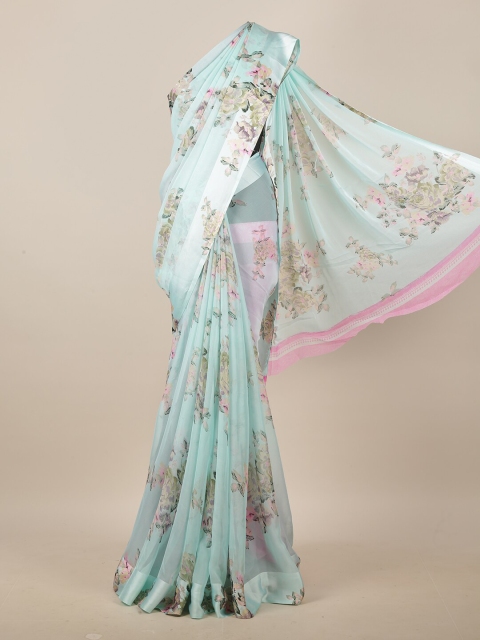 

Pothys Green & Pink Floral Printed Saree