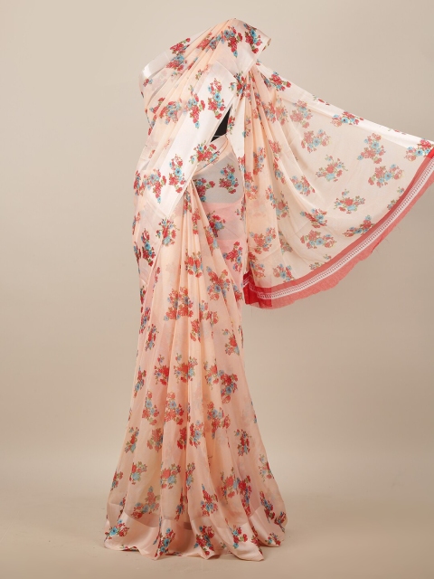 

Pothys Peach-Coloured & Red Floral Printed Saree