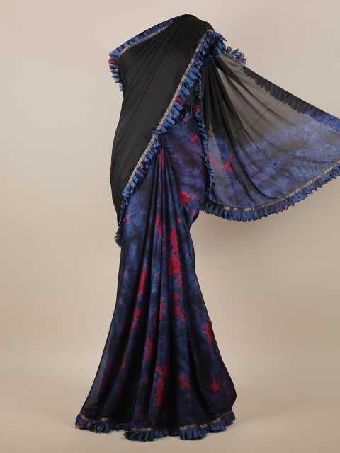 

Pothys Black & Blue Abstract Printed Saree
