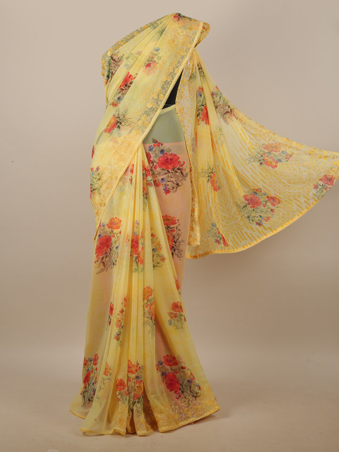 

Pothys Yellow & Red Floral Printed Saree