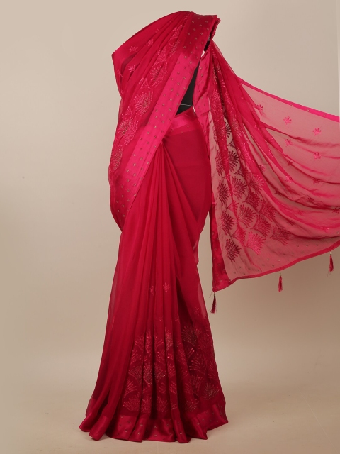 

Pothys Magenta Ethnic Motifs Embroidered Saree