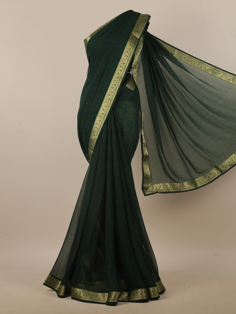

Pothys Green & Gold-Coloured Floral Printed Zari Saree