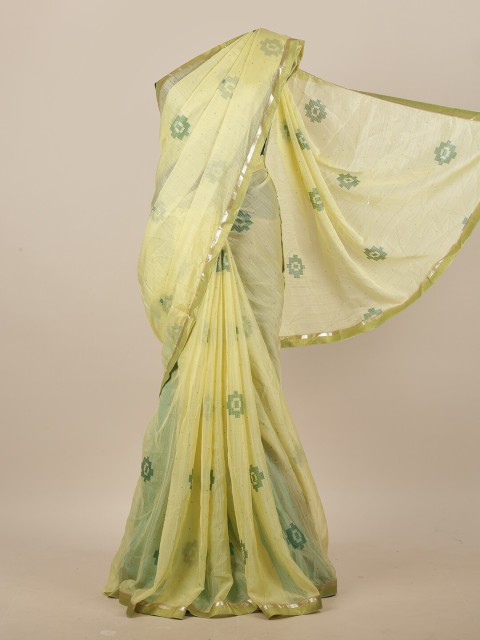 

Pothys Yellow & Green Ethnic Motifs Printed Saree