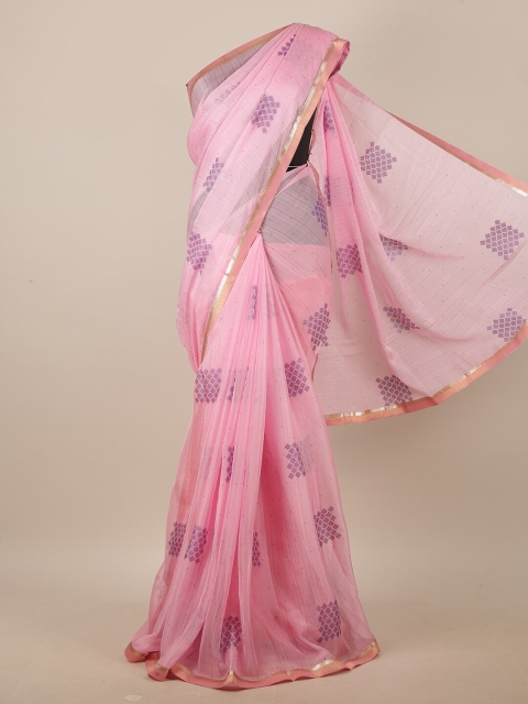 

Pothys Pink & Purple Geometric Printed Saree