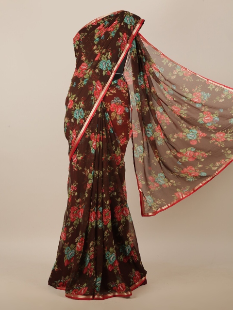 

Pothys Brown & Red Floral Printed Saree