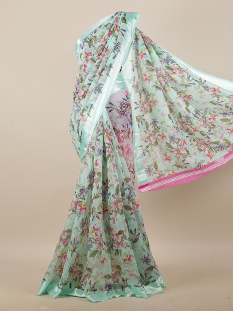 

Pothys Sea Green & Pink Floral Printed Saree