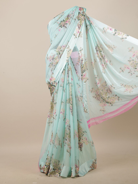 

Pothys Blue & Pink Floral Printed Saree