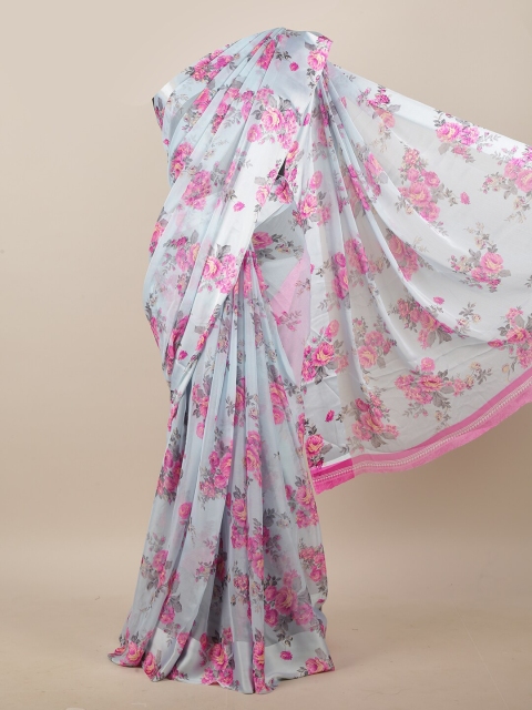 

Pothys Blue & Pink Floral Printed Saree