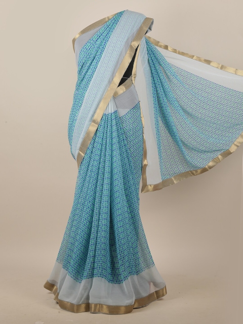 

Pothys Blue & White Geometric Printed Saree