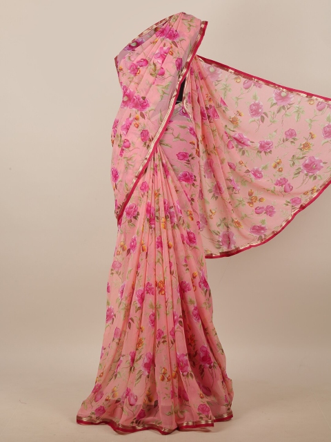

Pothys Pink & Green Floral Printed Saree