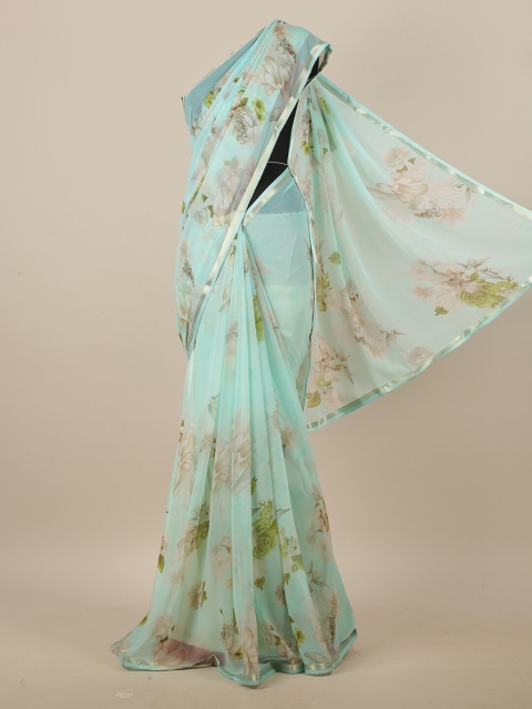 

Pothys Sea Green & Grey Floral Printed Saree