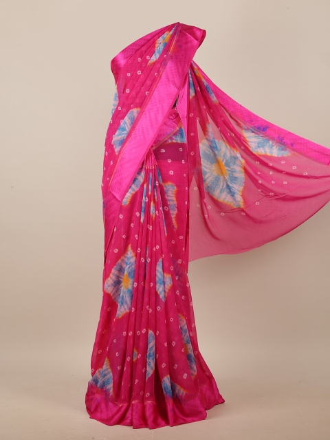 

Pothys Pink & Blue Bandhani Printed Saree