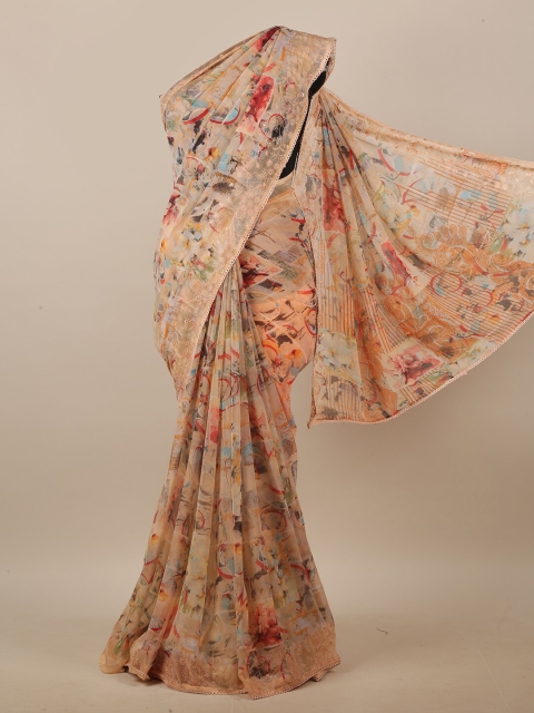 

Pothys Orange & Red Floral Printed Saree