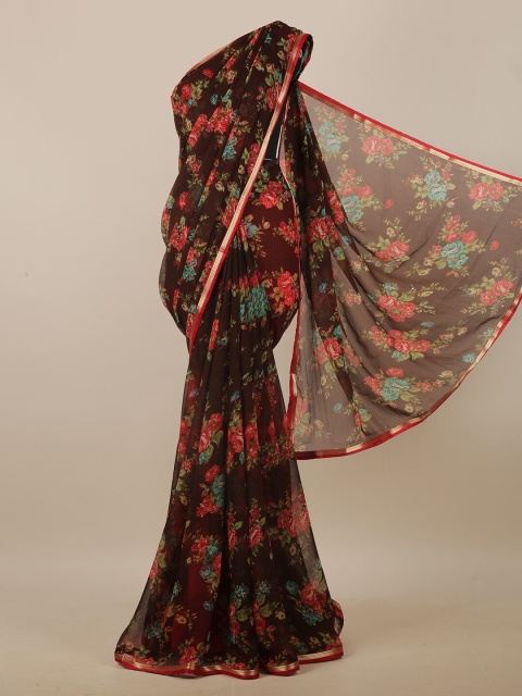 

Pothys Brown & Red Floral Printed Saree