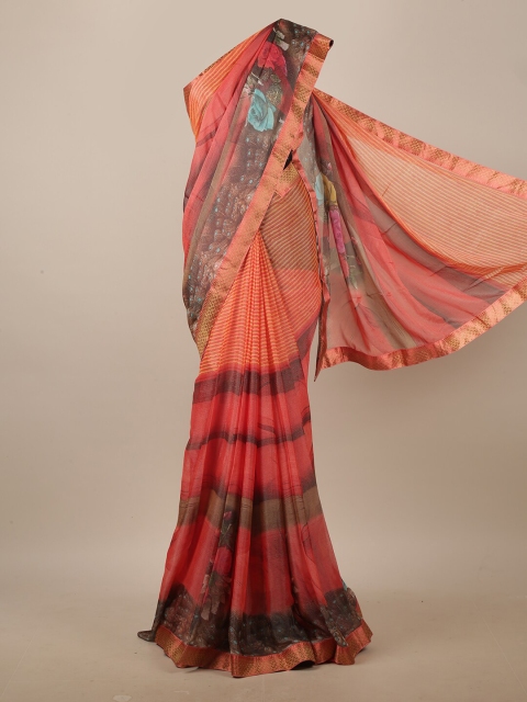 

Pothys Pink & Peach-Coloured Abstract Printed Saree