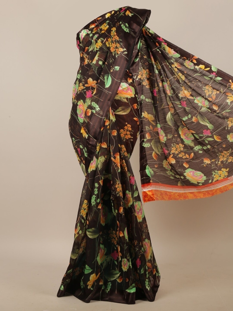 

Pothys Brown & Orange Floral Printed Saree
