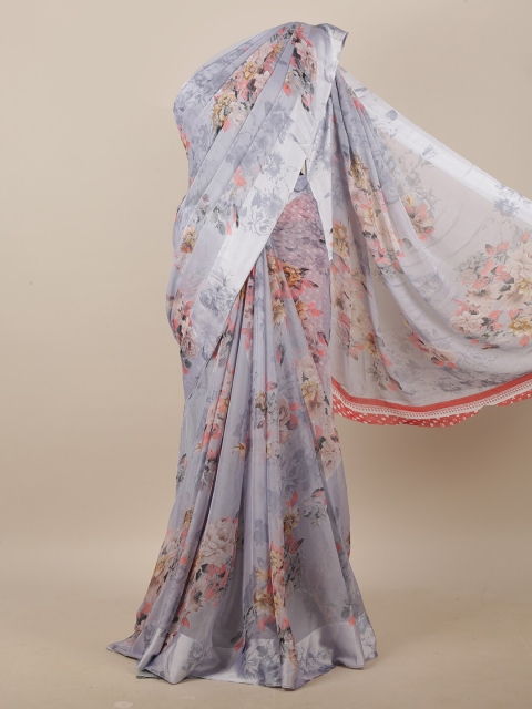 

Pothys Grey & Red Floral Printed Saree