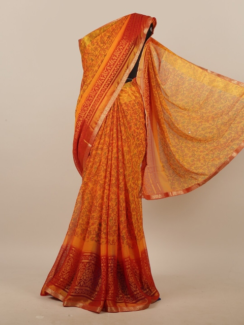 

Pothys Orange & Red Floral Printed Saree