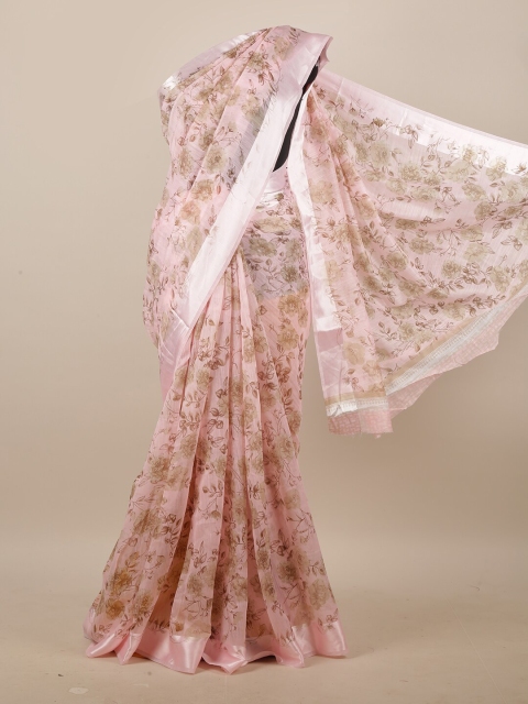 

Pothys Pink & Brown Floral Printed Saree