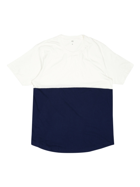 

ether Men Navy Blue & White Colourblocked Round Neck T-shirt