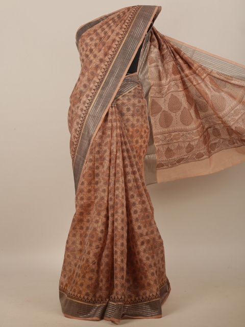 

Pothys Brown & Grey Floral Printed Saree