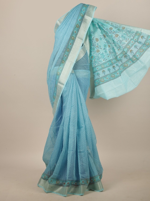 

Pothys Blue & Brown Floral Printed Saree