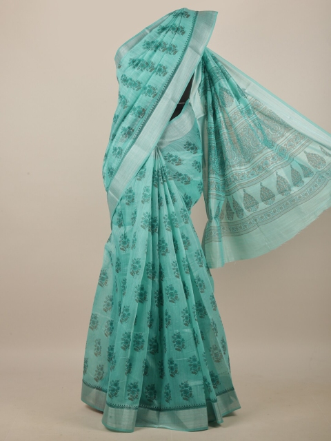

Pothys Green & Grey Ethnic Motifs Printed Saree