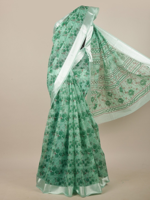 

Pothys Green & Red Floral Printed Saree