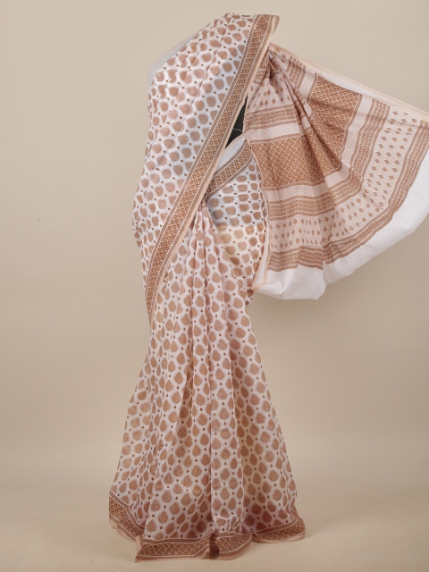 

Pothys White & Brown Ethnic Motifs Printed Saree