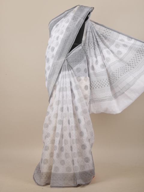 

Pothys White & Grey Floral Printed Saree