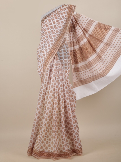 

Pothys White & Beige Floral Printed Saree