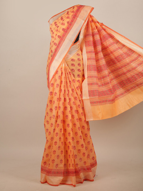 

Pothys Orange & Red Floral Printed Saree