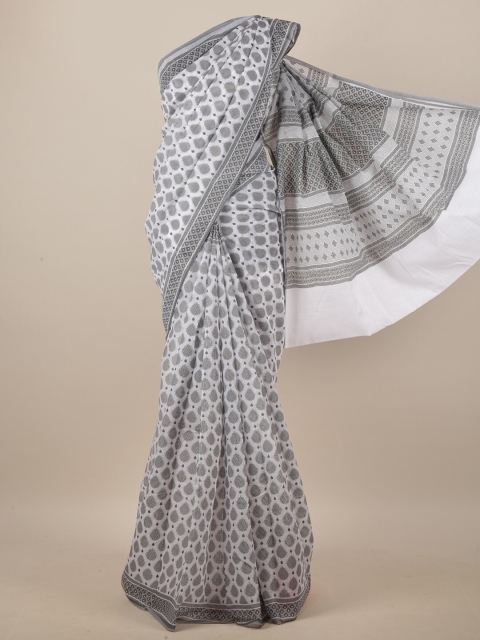 

Pothys White & Grey Ethnic Motifs Printed Saree