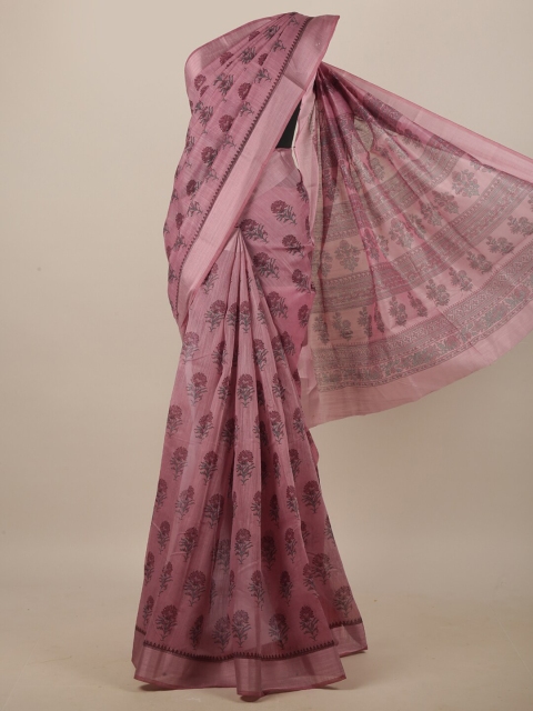 

Pothys Mauve & Grey Floral Printed Saree